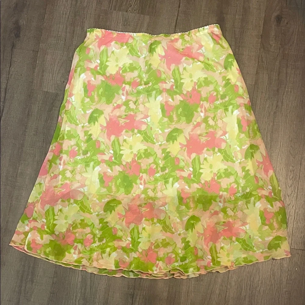Kim Rogers Floral A-Line Skirt - Pink and Green - Picture 3 of 3